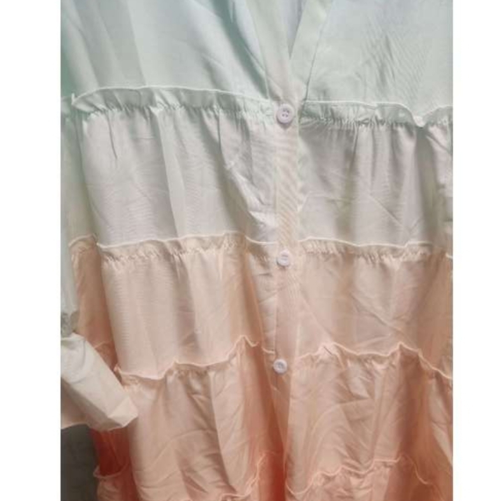 Women's Maxi Dress - Blue and Pink - Picture 10 of 10